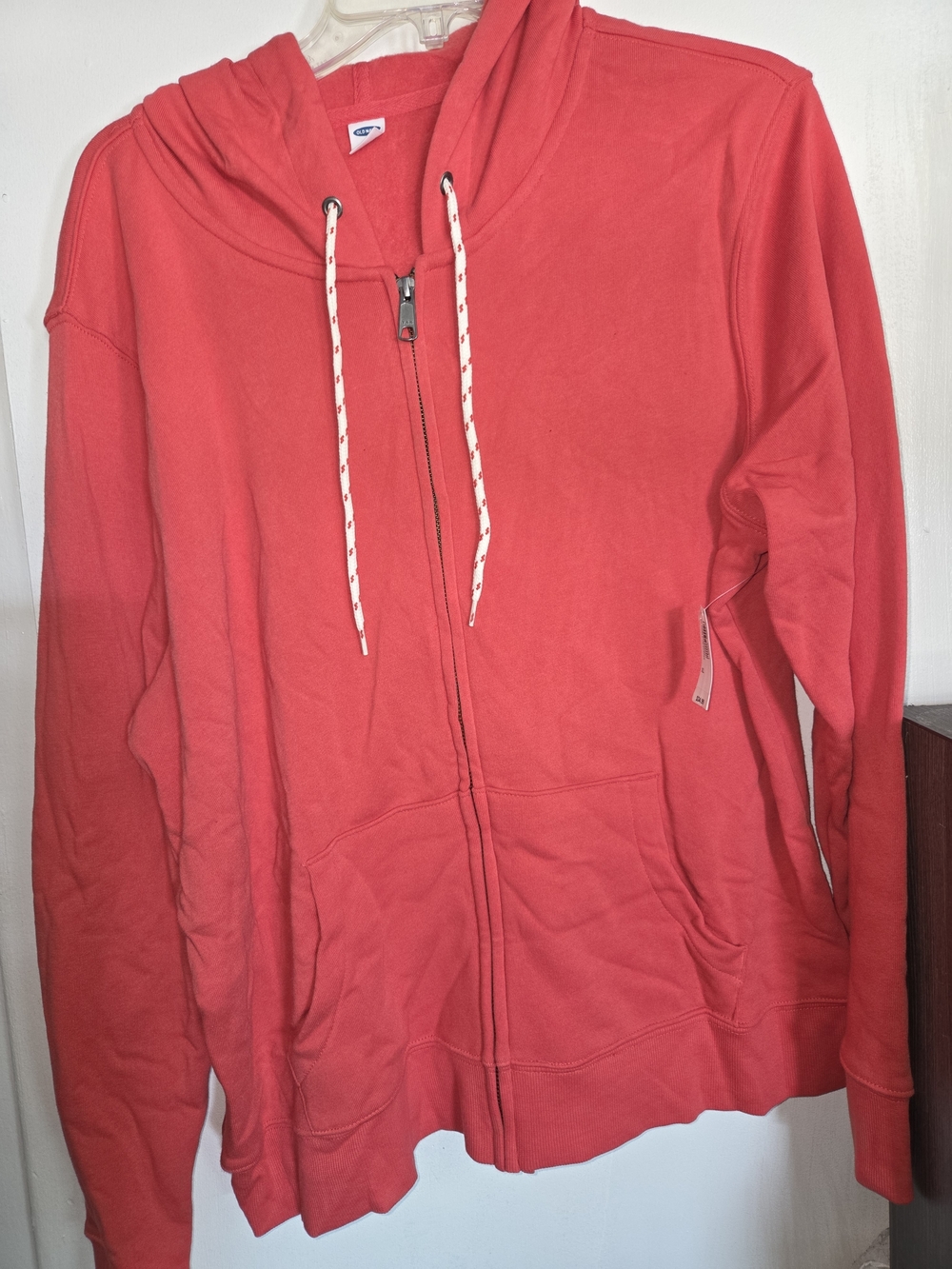 Old Navy Red Zip-Up Hoodie with Contrast Drawcords